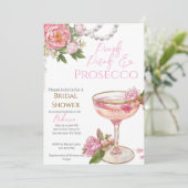 Pearls, Petals & Prosecco Bridal Shower Invitation Kaart (Staand voorkant)