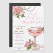 Pearls, Petals & Prosecco Bridal Shower Invitation Magnetische Uitnodiging (Voorkant / Achterkant)