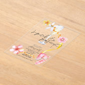 Pearls, Petals + Prosecco | Petals Bridal Shower  Acryl Uitnodigingen (Laagn)