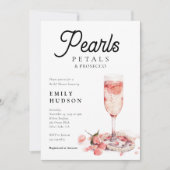 Pearls Petals & Prosecco Vrijgezellenfeest Kaart (Voorkant)