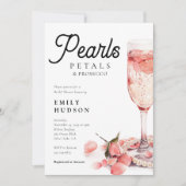 Pearls Petals & Prosecco Vrijgezellenfeest Kaart (Voorkant)