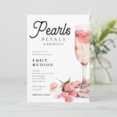 Pearls Petals & Prosecco Vrijgezellenfeest Kaart (Staand voorkant)