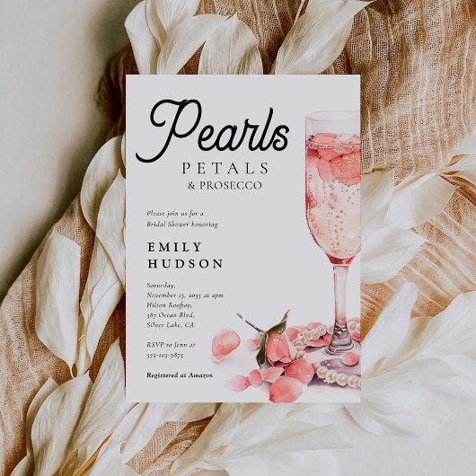 Pearls Petals & Prosecco Vrijgezellenfeest Kaart