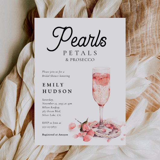 Pearls Petals & Prosecco Vrijgezellenfeest Kaart