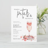 Pearls Petals & Prosecco Vrijgezellenfeest Kaart (Staand voorkant)