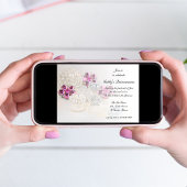 Pearls Pink Diamond Buttonnen Quinceañera Kaart