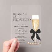 Pearls & Prosecco Black Bow Bridal Shower Acryl Uitnodigingen (Insitu (Draagbaar))