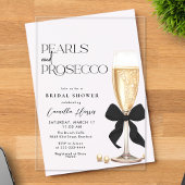 Pearls & Prosecco Black Bow Bridal Shower Acryl Uitnodigingen