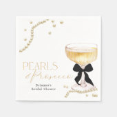 Pearls & Prosecco Black Bow Bridal Shower Servet (Voorkant)