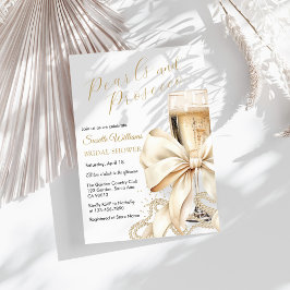 Pearls & Prosecco Bow Bridal Shower Invitation Kaart