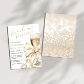 Pearls & Prosecco Bow Bridal Shower Invitation Kaart