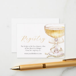 Pearls & Prosecco Bow Bridal Shower Registry Informatiekaartje