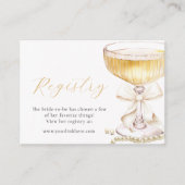 Pearls & Prosecco Bow Bridal Shower Registry Informatiekaartje (Voorkant)