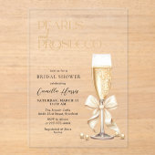 Pearls & Prosecco Bridal Shower Acryl Uitnodigingen (Voorkant)