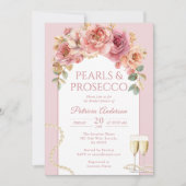 Pearls & Prosecco Bridal Shower Invitation Kaart (Voorkant)
