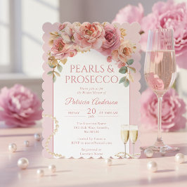 Pearls & Prosecco Bridal Shower Invitation Kaart