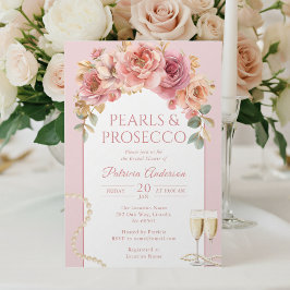 Pearls & Prosecco Bridal Shower Invitation Kaart