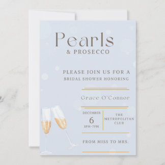 Pearls & Prosecco Bridal Shower Invitation Kaart