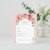 Pearls & Prosecco Bridal Shower Pink Advice Card (Staand voorkant)