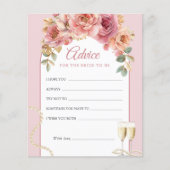 Pearls & Prosecco Bridal Shower Pink Advice Card (Voorkant)