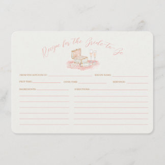 Pearls & Prosecco Bridal Shower Recipe Card Informatiekaartje