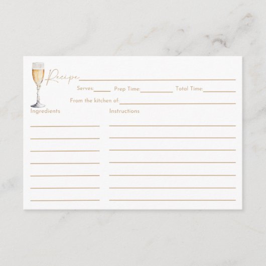 Pearls & Prosecco Bridal Shower Recipe Card Informatiekaartje (Voorkant)