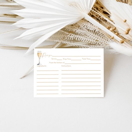 Pearls & Prosecco Bridal Shower Recipe Card Informatiekaartje