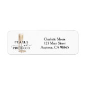 Pearls & Prosecco Bridal Shower Return Address Etiket (Voorkant)