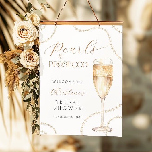 Pearls Prosecco Bruiloftsfeest Poster Bord Digitaa