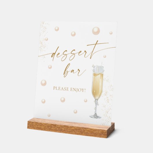 Pearls Prosecco Bruiloftsontbijt Dessertbar Acryl Bord (Hoek)