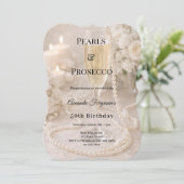 Pearls Prosecco Champagne elegant birthday  Kaart (Staand voorkant)