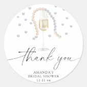 Pearls & Prosecco - dank u vrijgezellenfeest Ronde Sticker (Voorkant)