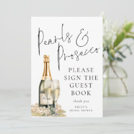 Pearls Prosecco Gastenboek Vrijgezellenfeest Sign  Kaart
