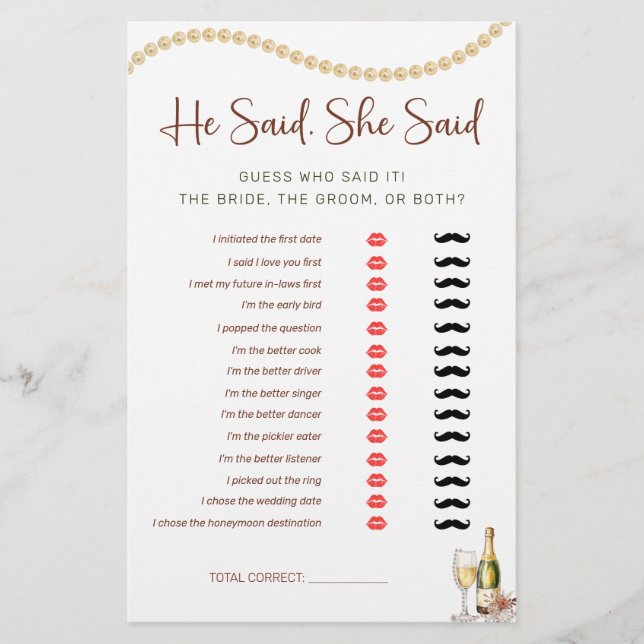 Pearls & Prosecco Hij, zij zei Vrijgezellenfeest s (Voorkant)