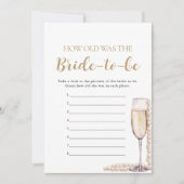 Pearls & Prosecco Hoe oud was het bruid-to-be spel Kaart (Voorkant)