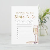 Pearls & Prosecco Hoe oud was het bruid-to-be spel Kaart (Staand voorkant)