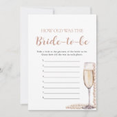 Pearls & Prosecco Hoe oud was het bruid-to-be spel Kaart (Voorkant)