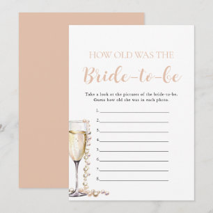 Pearls & Prosecco Hoe oud was het bruid-to-be spel Kaart
