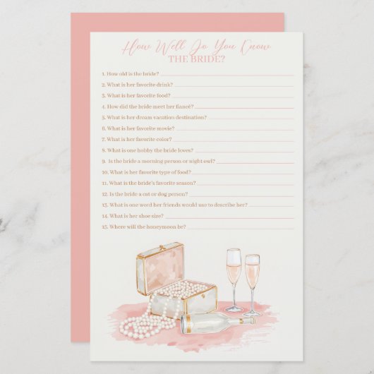 Pearls & Prosecco How Well Do You Know Her Game (Voorkant / Achterkant)