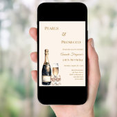 Pearls Prosecco ivory bow elegant birthday  Kaart