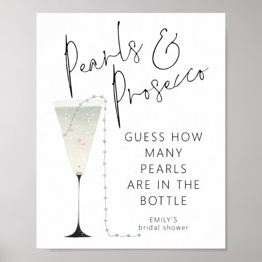 Pearls Prosecco raden hoeveel Vrijgezellenfeest sp Poster (Voorkant)