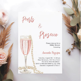 Pearls Prosecco roze script Vrijgezellenfeest Kaart