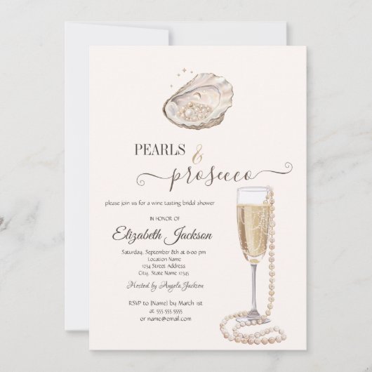  Pearls & Prosecco Seashell Cream Kaart (Voorkant)