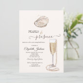  Pearls & Prosecco Seashell Cream Kaart (Staand voorkant)