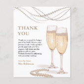 Pearls & Prosecco Vrijgezellenfeest Dank u kaart (Voorkant)