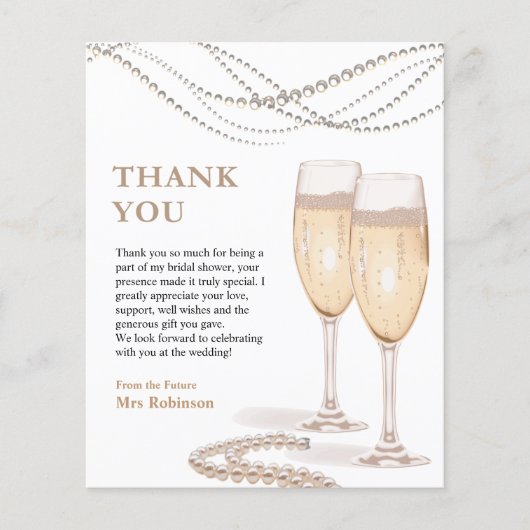 Pearls & Prosecco Vrijgezellenfeest Dank u kaart (Voorkant)
