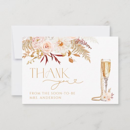 Pearls & Prosecco Vrijgezellenfeest Dank u kaart (Voorkant)