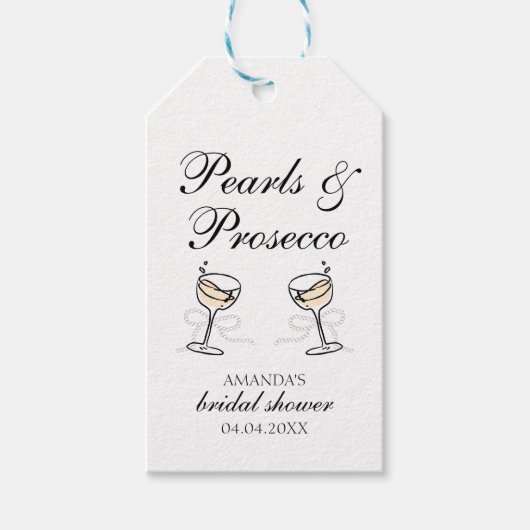 Pearls & Prosecco Vrijgezellenfeest gepersonalisee Cadeaulabel (Voorkant)