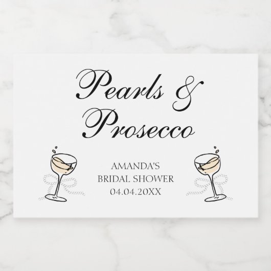 Pearls & Prosecco Vrijgezellenfeest gepersonalisee Sparkling Wijnetiket (Enkel label)