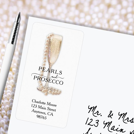 Pearls & Prosecco Vrijgezellenfeest retouradres Etiket